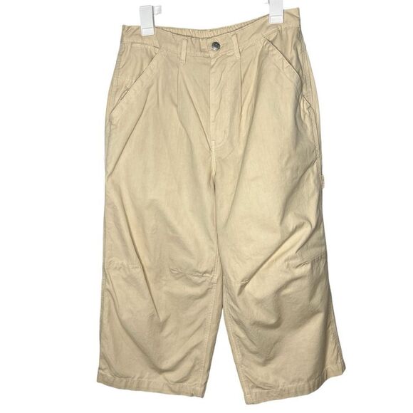 NWOT! BDG Urban Outfittets Wide Leg White Pleated Capri Cargo Women’s Pants Sz 4 - Picture 1 of 13